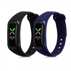 Set 2 Curele pentru Oppo Band Sport, Kwmobile, Negru/Albastru, Silicon, 57437.01 - Img 1