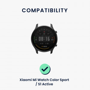 Set 2 curele pentru Xiaomi Mi Watch Color Sport/Watch S1 Active, Kwmobile, Negru/Verde, Nylon, 59518.01 - Img 6