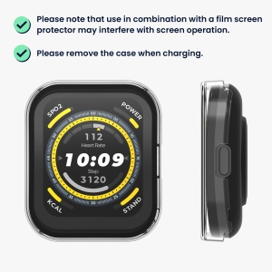 Set 2 Huse Kwmobile cu sticla securizata pentru Amazfit Bip 5, Transparent, Plastic, KWM000024ZC001C - Img 6