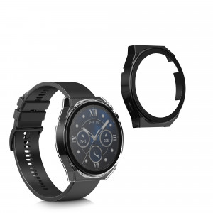 Set 2 huse pentru Huawei Watch GT 3 Pro (46mm), Kwmobile, Negru/Transparent, Plastic, 58882.01 - Img 2