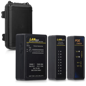 Tester cablu de retea cu PoE - LAN si 2 moduri de scanare, Kwmobile,/Negru, Plastic, 44494.03 - Img 1