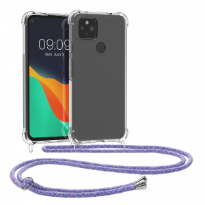 Bumper kwmobile pentru Google Pixel 4a 5G, Silicon, Transparent/Mov, 53652.108 - Img 1