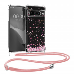 Bumper kwmobile pentru Google Pixel 7 Pro, Silicon, Transparent/Roz, 60207.02 - Img 1