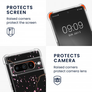 Bumper kwmobile pentru Google Pixel 7 Pro, Silicon, Transparent/Roz, 60207.02 - Img 3