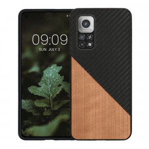 Bumper kwmobile pentru Xiaomi Mi 10T/Mi 10T Pro, Lemn, Maro/Negru, 56623.03 - Img 2
