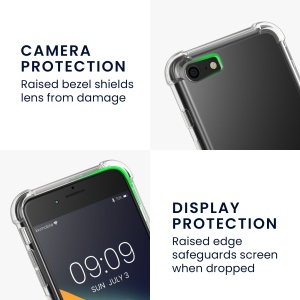 Husa Kwmobile cu jnur detasabil pentru Apple iPhone SE (2022)/iPhone SE (2020)/iPhone 8, Transparent/Negru, Silicon, KWM000022TJ001C - Img 3