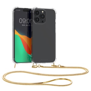 Husa Kwmobile cu jnur pentru Apple iPhone 15 Pro Max, Transparent/Auriu, Silicon, 62032.21 - Img 1