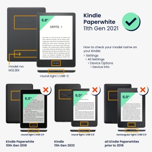 Husa Kwmobile pentru Amazon Kindle Paperwhite 11, Multicolor, Piele ecologica, KWM000017FL021C - Img 5