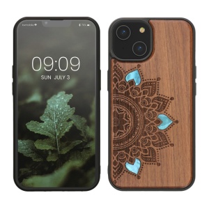 Husa Kwmobile pentru Apple iPhone 14, Maro, Lemn/Silicon, 59124.06 - Img 1