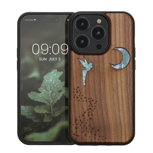 Husa Kwmobile pentru Apple iPhone 14 Pro, Maro/Multicolor, Lemn/Silicon, 59126.08 - Img 2