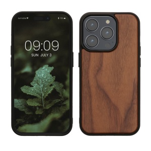 Husa Kwmobile pentru Apple iPhone 15 Pro, Maro, Lemn/Silicon, 62009.18 - Img 1