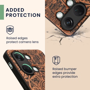 Husa Kwmobile pentru OnePlus Nord 3 5G, Maro/Negru, Lemn, KWM0000204Y002C - Img 3