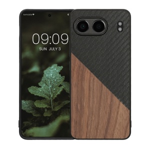 Husa Kwmobile pentru OnePlus Nord 4, Maro/Negru, Lemn/Silicon, KWM000022VK001C - Img 2