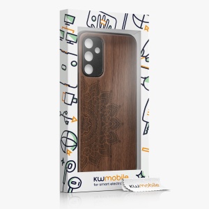 Husa Kwmobile pentru Samsung Galaxy A14 5G, Maro, Lemn/Silicon, 60817.02 - Img 7