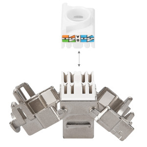 Set 12 Mufe CAT6A de 10 Gbit pentru cabluri Ethernet RJ45, Kwmobile, Argintiu, Metal, 45358.12 - Img 5