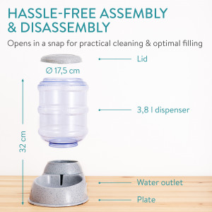 Set 1x Dispenser automat mancare si 1x Dispenser automat apa pentru Caini/Pisici, Gri, 3,8l, 48332.19 - Img 6