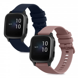 Set 2 curele pentru Garmin Venu Sq/Venu Sq Music, Kwmobile, Albastru/Roz, Silicon, 57776.08 - Img 2