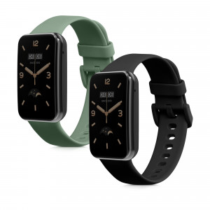 Set 2 Curele pentru Xiaomi Mi Band 7 Pro, Kwmobile, Negru/Verde, Silicon, 59602.02 - Img 2