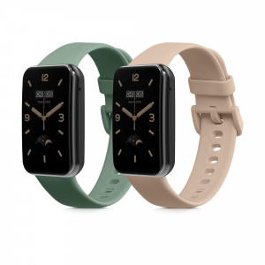 Set 2 Curele pentru Xiaomi Mi Band 7 Pro, Kwmobile, Verde/Roz, Silicon, 59602.03 - Img 1