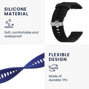 Set 2 curele pentru Xiaomi Mi Watch/Mi Watch Color Sport, Kwmobile, Negru/Albastru, Silicon, 58466.01 - Img 4
