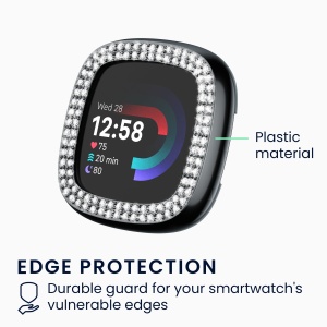 Set 2 Huse Kwmobile pentru Fitbit Versa 4/Sense 2, Transparent/Negru, Plastic, KWM000024ZJ001C - Img 4