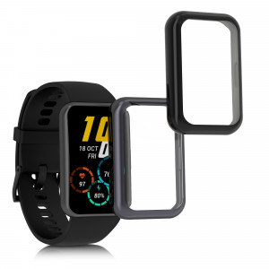 Set 2 huse kwmobile pentru Huawei Watch Fit 2, Silicon, Negru/Gri, 59430.04 - Img 1