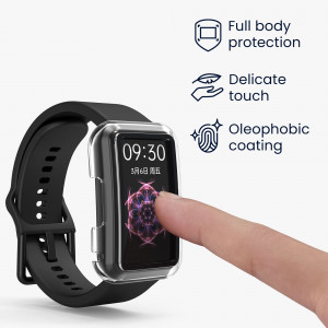 Set 2 huse kwmobile pentru OPPO Watch Free, Plastic, Negru/Transparent, 59315.01 - Img 4