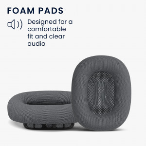 Set 2 Perne de urechi pentru casti Apple AirPods Max, Kwmobile, Gri, Piele ecologica, 55895.19 - Img 4