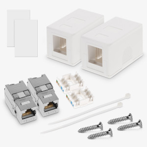 Set 2 Prize ecranate de retea RJ45 cu 2 module Keystone, Kwmobile, Alb, Plastic, 50453.02.02 - Img 5
