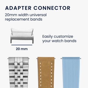 Set 4 Adaptori prindere curea de 20 mm Kwmobile pentru Samsung Galaxy Watch 5/Galaxy Watch 5 Pro/Galaxy Watch 4, Argintiu/Negru, Otel, KWM0000255D001C - Img 3