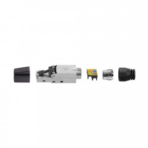 Set 4 Mufe CAT6A RJ-45 pentru cabluri Ethernet CAT6A ecranate, Kwmobile, Argintiu/Negru, Metal, 52520.04 - Img 3