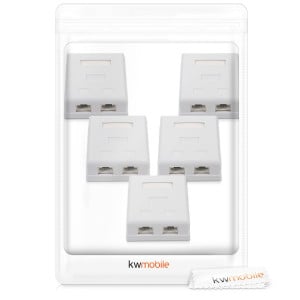 Set 5 Prize duble de RJ45 retea pentru cablu Ethernet CAT6A, Kwmobile, Alb, Metal, 50059.02.01 - Img 8