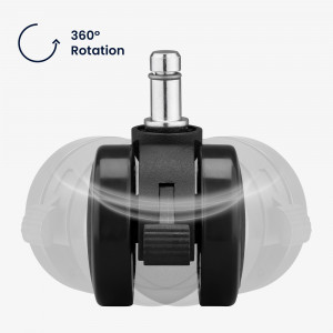 Set 5 Roti pentru scaun de birou tija 10 mm, Kwmobile, Negru, Nylon, 55601.02 - Img 4