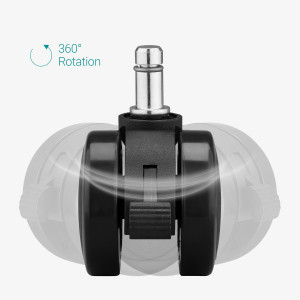 Set 5 Roti pentru scaun de birou tija 11 mm, Kwmobile, Negru, Nylon, 55602.02 - Img 4