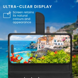Set Husa si Folie de protectie Kwmobile pentru Apple iPhone 15 Pro Max, Negru, Piele ecologica/Silicon, KWM000022VD001C - Img 5