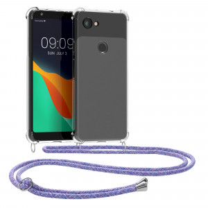 Bumper kwmobile pentru Google Pixel 3a, Silicon, Transparent/Mov, 48875.108 - Img 1