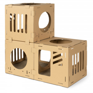 Casa modulara pentru pisici din carton Navaris cu 3 cuburi, 53109.01 - Img 1