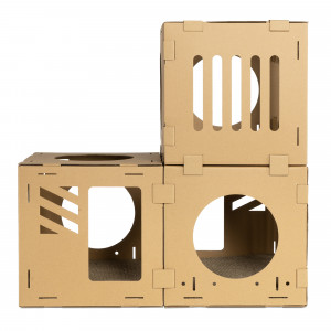 Casa modulara pentru pisici din carton Navaris cu 3 cuburi, 53109.01 - Img 2