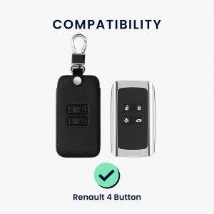 Husa Cheie Auto pentru Renault / Dacia - 4 Butoane - Keyless Go, kwmobile, Piele ecologica, Negru, 44637.43 - Img 6