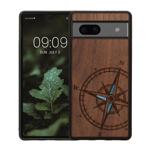 Husa Kwmobile pentru Google Pixel 7a, Maro/Albastru, Lemn, KWM000019YK004C - Img 2