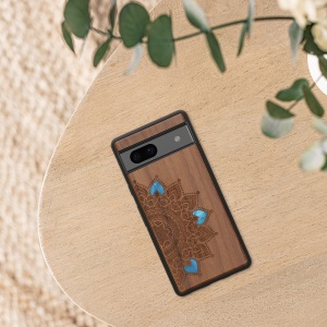 Husa Kwmobile pentru Google Pixel 7a, Maro/Albastru, Lemn, KWM000019YK006C - Img 5