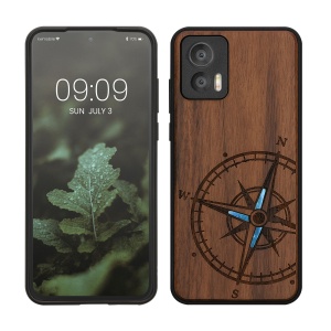 Husa Kwmobile pentru Motorola Edge 30 Neo, Maro/Albastru, Lemn, KWM000018RR002C - Img 1