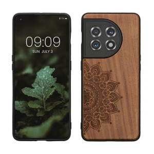 Husa Kwmobile pentru OnePlus 11, Maro, Lemn/Silicon, 60791.02 - Img 1
