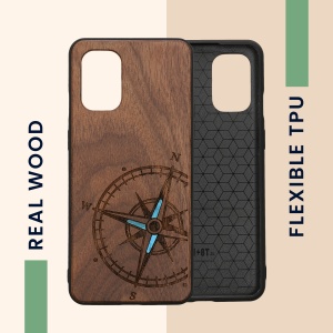 Husa Kwmobile pentru OnePlus 8T, Maro/Albastru, Lemn, KWM0000123P006C - Img 4
