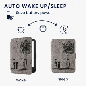 Husa kwmobile pentru Tolino Vision 2/Vision 3/Vision 4 , Textil, Gri/Negru, 60018.01 - Img 3