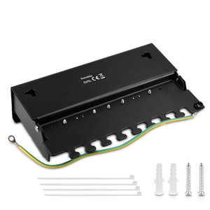 Patch Panel Cat6 cu 8 porturi RJ45 si bara de gestionare a cablurilor, Kwmobile, Negru, Plastic, 42950 - Img 7