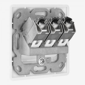 Set 1 Priza tripla de retea RJ45 cu 3 mufe CAT 6A, Kwmobile, Alb, Metal, 54571.03.01 - Img 4