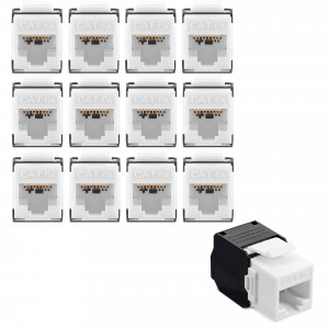 Set 12 Mufe CAT6 de 1 Gbit pentru cabluri Ethernet RJ45, Kwmobile, Negru/Alb, Plastic, 52518.12 - Img 2