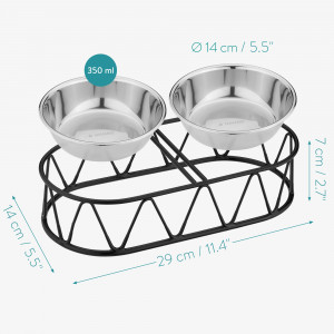 Set 2 Boluri din inox pentru caini si pisici Navaris cu suport metalic, 54102.01 - Img 5