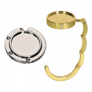 Set 2 Carlige de masa pentru genti, Kwmobile, Argintiu/Auriu, Aluminiu, 48556.07 - Img 1